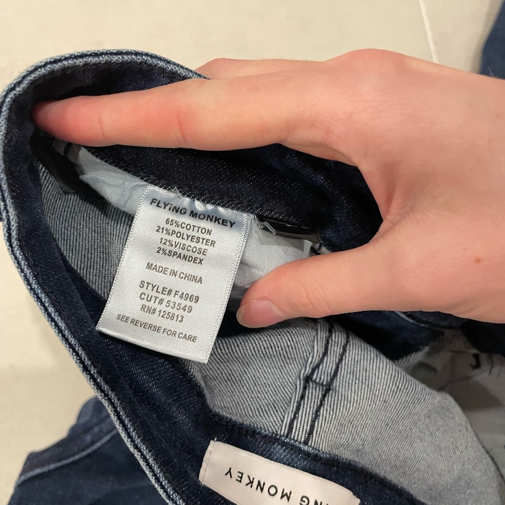 Brand new flying monkey dark blue skinny jeans with slit - Picture 3 of 5